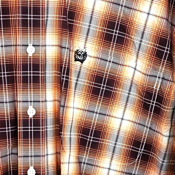 Cinch Men's Orange‎ Brown Western Button Down Shirt Large Rodeo Ranch Cowboy - Picture 5 of 9
